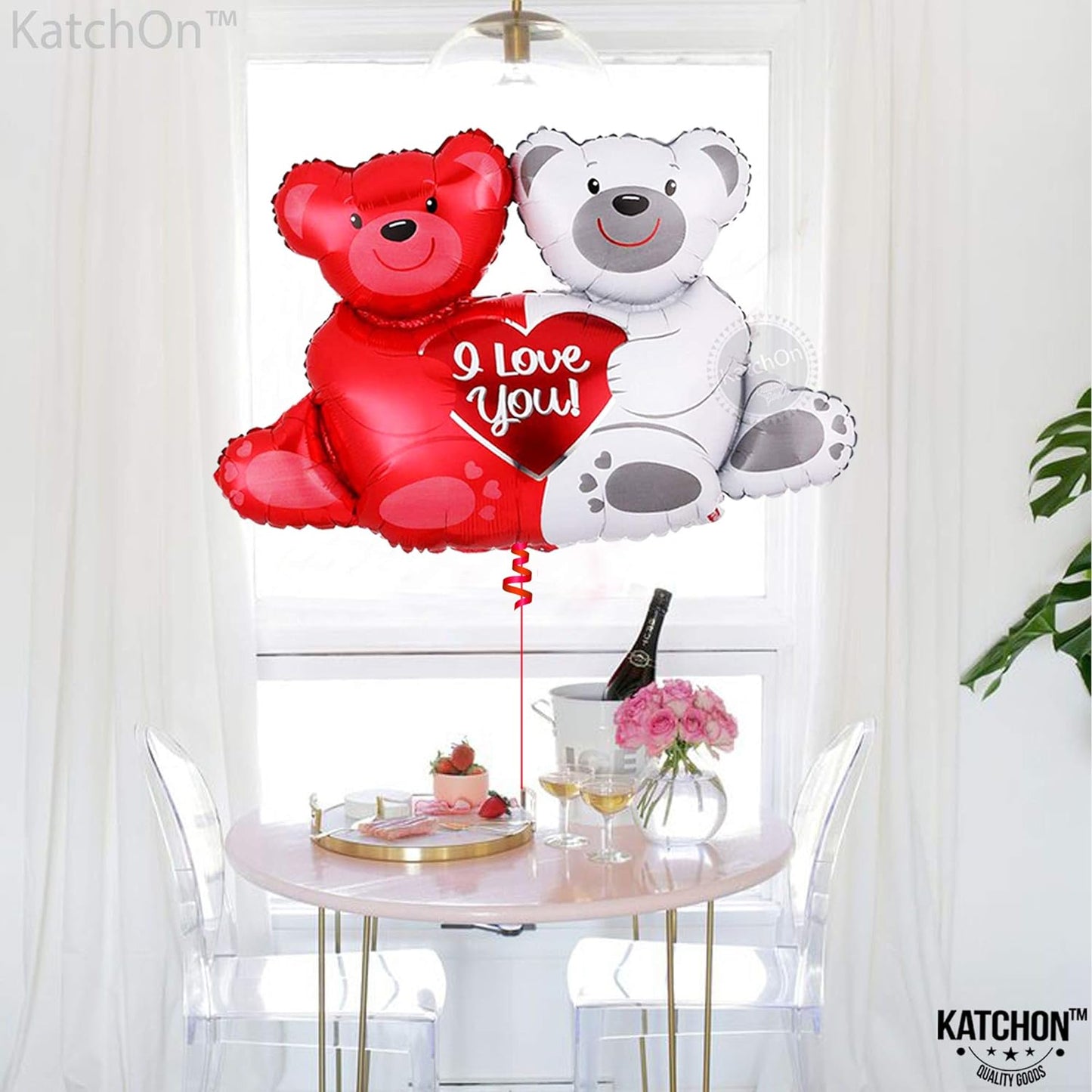 Teddy Bear Foil Balloon - Large, 23 Inch | Hugging Bear I Love You Balloons for Valentines Day Decor | Romantic Decorations Special Night | Valentines Day Balloons for Wedding, Anniversary, Proposal