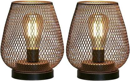 JHY DESIGN Set of 2 Metal Cage LED Lantern Battery Powered Cordless Accent Light with LED Great for Weddings Parties Patio Events for Indoors Outdoors