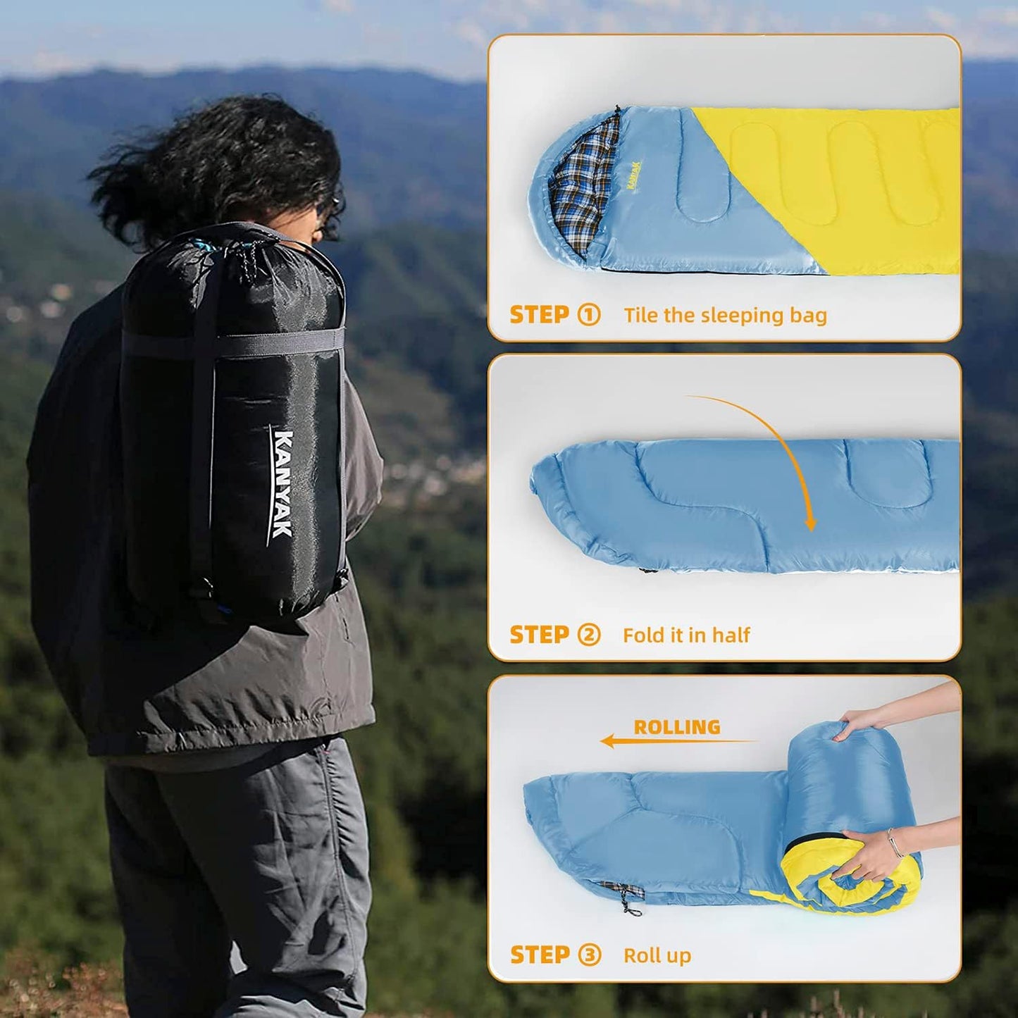 Camping Sleeping Bag, 32℉ Sleeping Bags for Adults Kids Teens Cold Weather Warm Sleeping Bag Winter for 3-4 Season Camping, Camping Gear Equipment, Traveling, and Outdoors