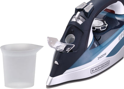 BLACK+DECKER 2400W 90g/min Steam Iron Steam Boost, 380ml Water Capacity, Ceramic Coated Soleplate with Anti Calc Anti Drip Self Clean+Auto Shutoff To Remove Stubborn Creases X2150-B5