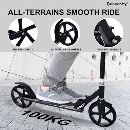 Beauenty Kick Scooter for Kids, Teens, Adult Riders Up to 150KG, 2-Wheel Scooter Foldable to Carry