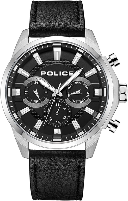 Police Menelik Hybrid Quartz Automatic Movement Leather Strap Watch for Men