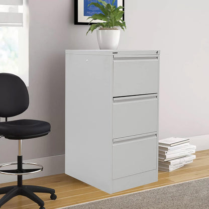 RIGID Steel Vertical Filing Cabinet Large Storage steel Cabinet, Metal Portable Cabinet with 3 Drawers for Legal (White)