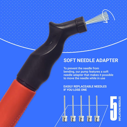 SPORTBIT Ball Pump with 5 Needles - Push & Pull Inflating System - Great for All Sports Balls - Volleyball Pump, Basketball Inflator, Football & Soccer Ball Air Pump - Goes with Needles Set