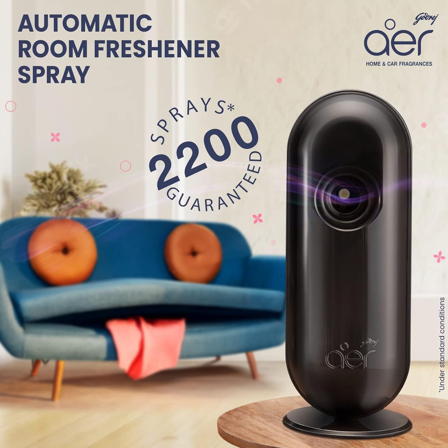 Godrej aer Matic Automatic Air Freshener Auto Spray Kit With Flexi Control Violet 225 Ml