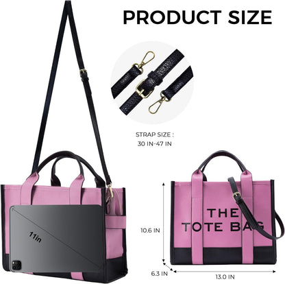 The Tote Bags for Women - Large PU Leather Tote Bag Trendy Travel Tote Bag Handbag Top-Handle Shoulder Crossbody Bags