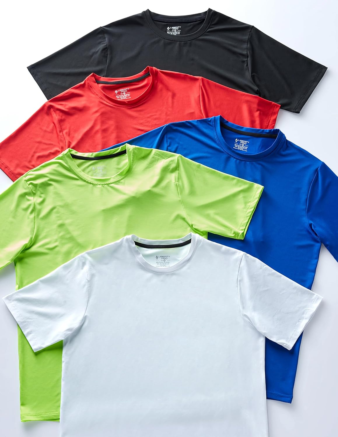 5 Pack Men’s Active Quick Dry Crew Neck T Shirts | Athletic Running Gym Workout Short Sleeve Tee Tops Bulk