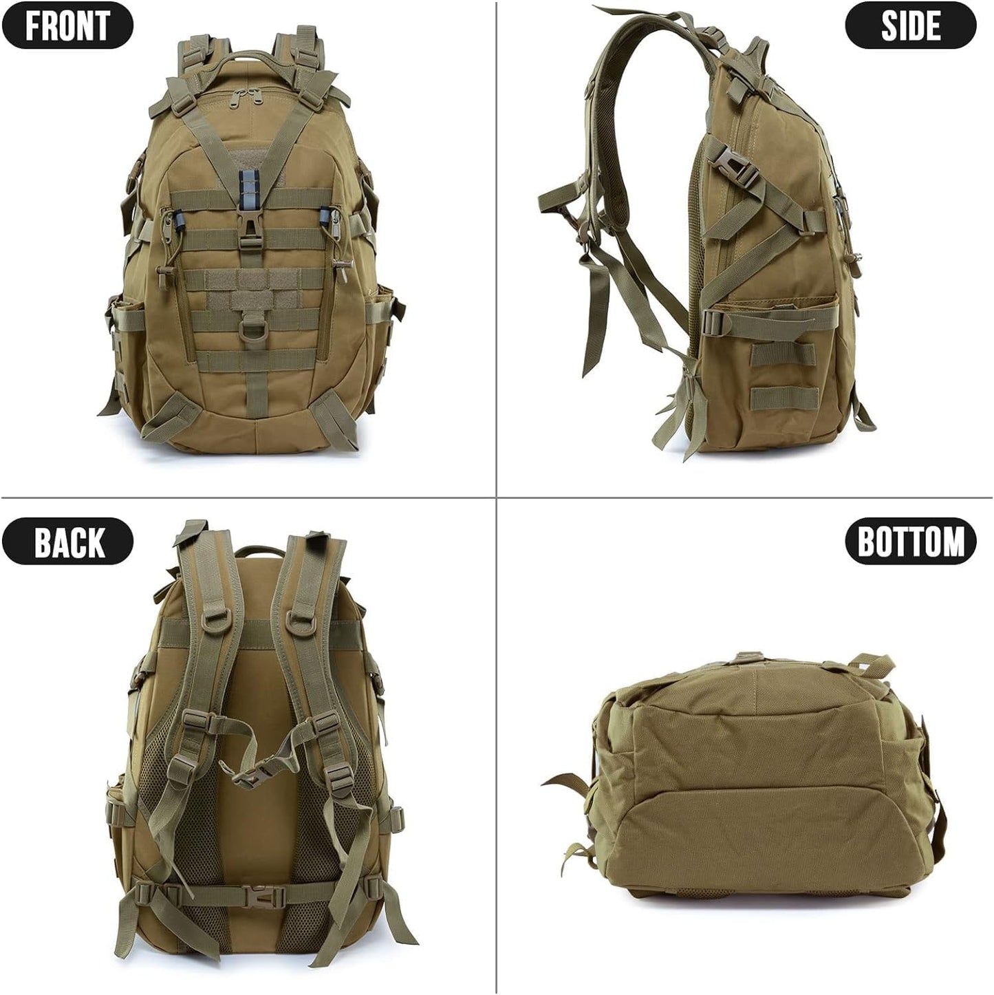 Military Tactical Backpack 35L Army 3 Day Assault Pack Molle Bag Waterproof Rucksacks for Outdoor Hiking Camping Trekking Hunting Traveling,School Bag for Boys