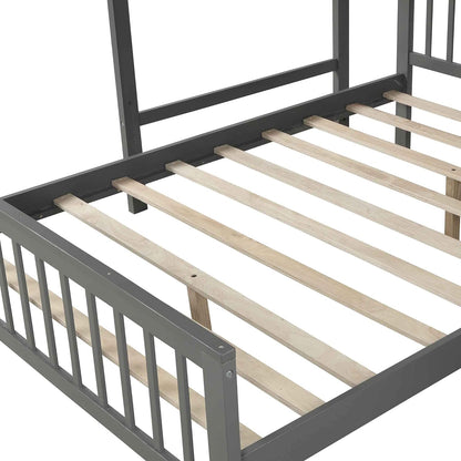 ATY Full Bunk Bed with Storage, Wooden Twin Over Size with Stairs, Can be Separated into 2 Beds, for Kids, Teens (Grey)