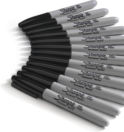 Sharpie Permanent Marker, Fine Point, Black, Pack of 3