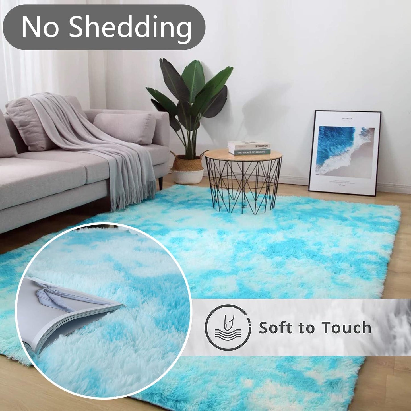 LIODUX Ultra Soft Indoor Modern Area Rugs Fluffy Living Room Carpets for Children Bedroom Home Decor Nursery Rug, Washable Furry Throw Rugs (White, 200 x 300 cm)