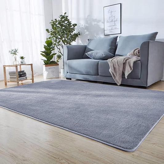 Area Rug Fluffy Rugs Shaggy Carpet Bedside Floor Mat Super Soft Non-slip Silky Smooth for Living Room Dining Room Bedroom Grey Rectangle Home Decoration 140x200x0.9cm