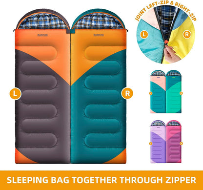 Camping Sleeping Bag, 32℉ Sleeping Bags for Adults Kids Teens Cold Weather Warm Sleeping Bag Winter for 3-4 Season Camping, Camping Gear Equipment, Traveling, and Outdoors