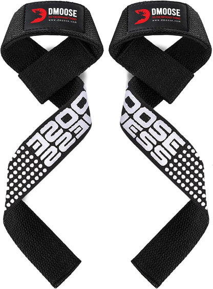 DMoose lifting straps for weight lifting, Crossfit, Bodybuilding, Powerlifting and deadlifting. Soft Neoprene Padded-24” Wrist Straps (Pair), Support Max Grip Strength Training and Barbell Stability