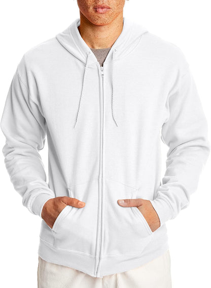 Hanes Men's Hoodie, EcoSmart Fleece Zip-Front Hooded Sweatshirt, Cotton-Blend Fleece Hooded Sweatshirt, Mid-Weight Zip-Up, Charcoal Heather, S