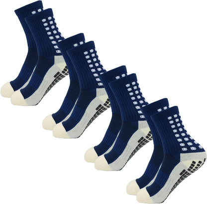 Men's Soccer Socks Anti Slip Non Slip Grip Pads for Football Basketball Sports Grip Socks, 4 Pair