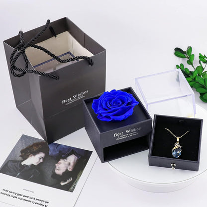 MINCHEDA Eternal Rose Gift for Women, Preserved Rose with Necklace, Real Flower Jewelry Gifts for Mother Day, Valentines, Birthday, Anniversary