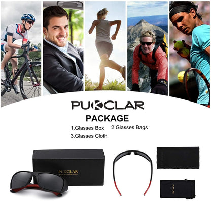 PUKCLAR Polarized Sports Sunglasses for Men Women Driving Sunglasses Cycling Running Fishing Goggles Unbreakable Frame