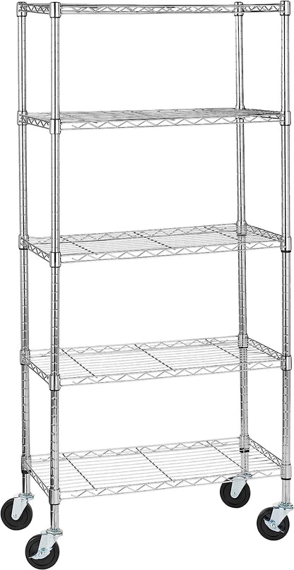 Amazon Basics 5-Shelf Adjustable, Heavy Duty Storage Shelving Unit (158.5 kgs loading capacity per shelf), Steel Organizer Wire Rack, Black (91.4 x 35.5 x 182.8 cm)