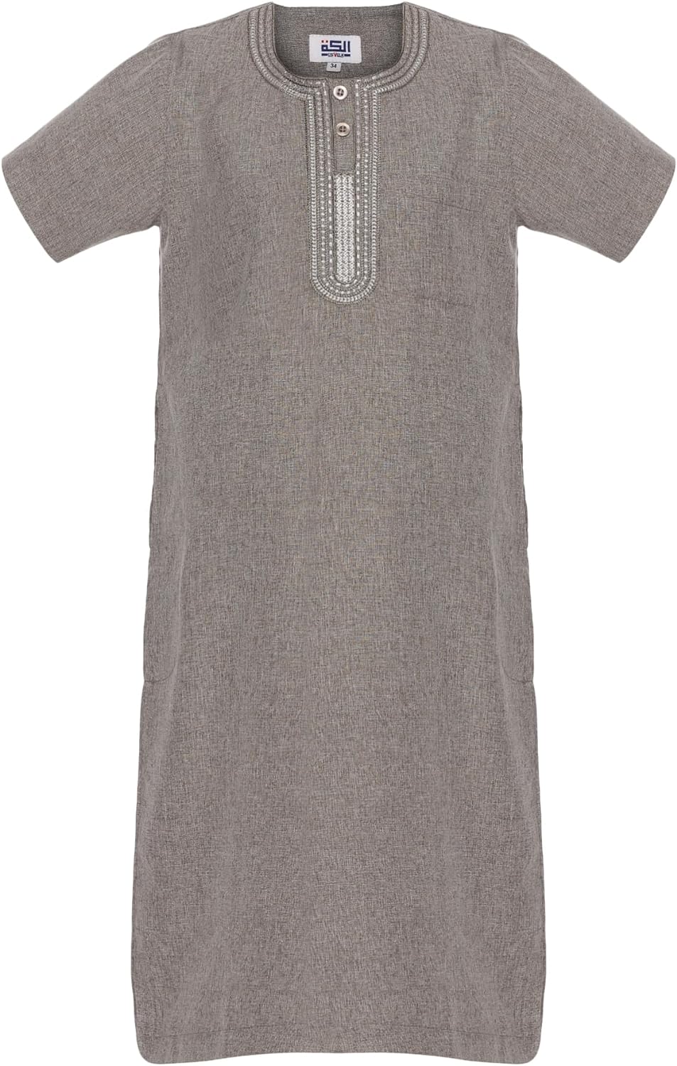 Men's Round Neck Short Sleeves Jalabiya | Breathable Kaftan Style Thobe for Comfort & Elegance