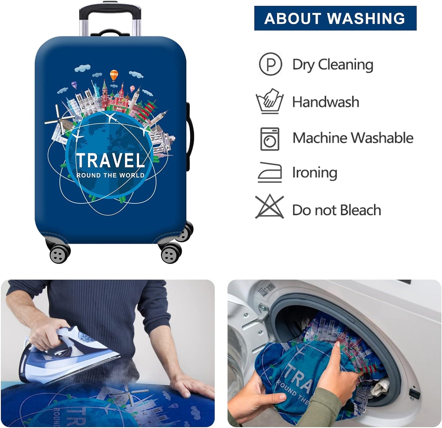 Homarket Travel Luggage Cover Suitcase Protector 18-32 Inch Suitcase Spandex Baggage Covers Washable Dustproof Anti-Scratch (L(26-28 inch luggage), H560)