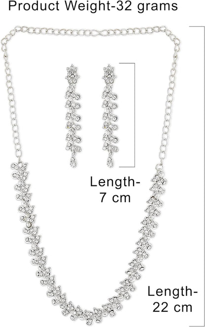 Zaveri Pearls Twinkling Leaf Twigs Austrain Diamnond Necklace Set