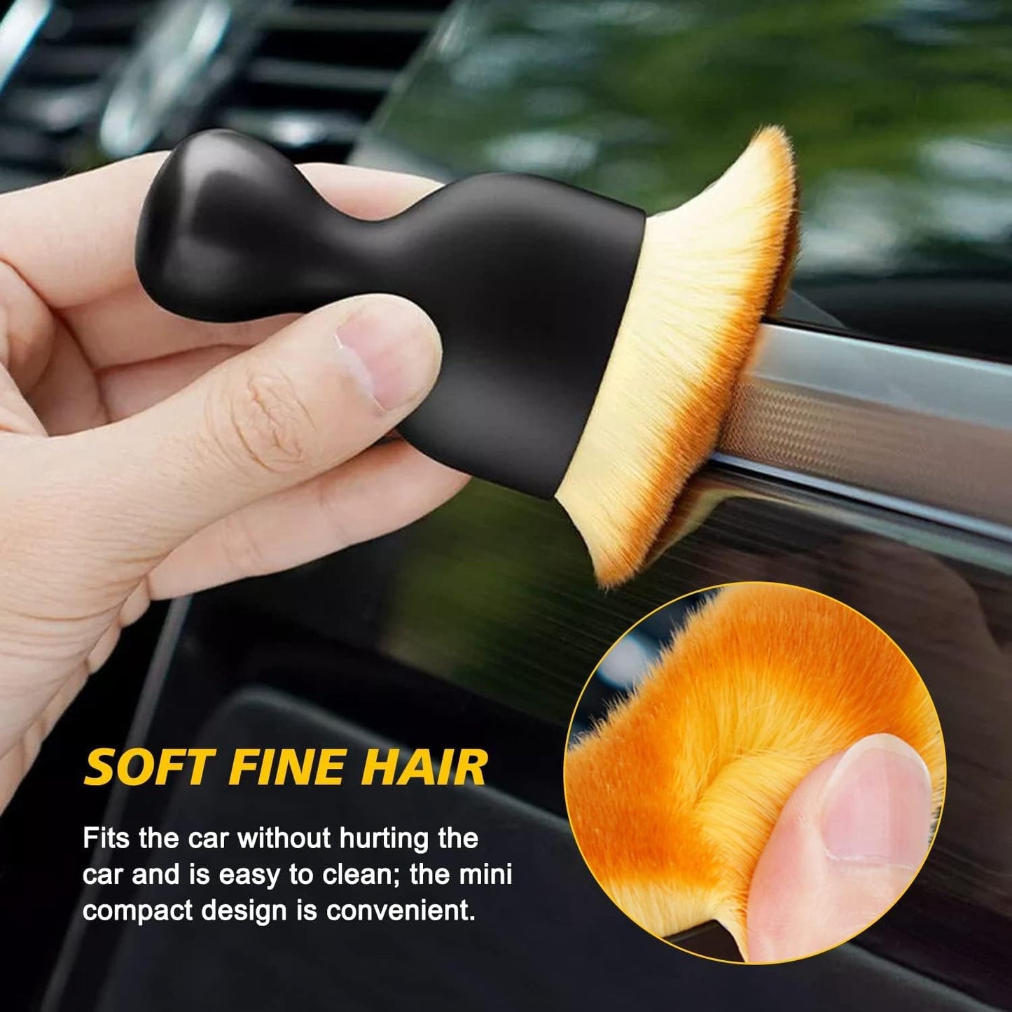 Zurligi Car Detailing Soft Brushes with Cover, Car Interior Cleaning Tool Brush Dense Bristles Scratch Free Interior Dust Brush for Car Dashboard, Air Conditioning Vents, Crevices Cleaning Tools