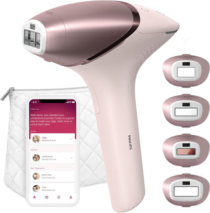 Philips Lumea IPL | Hair Removal | 9000 Series | SenseIQ Technology | 4 Attachments | Face, Body, Bikini, Underarm | Cordless Use | BRI958/60 | Rose Gold