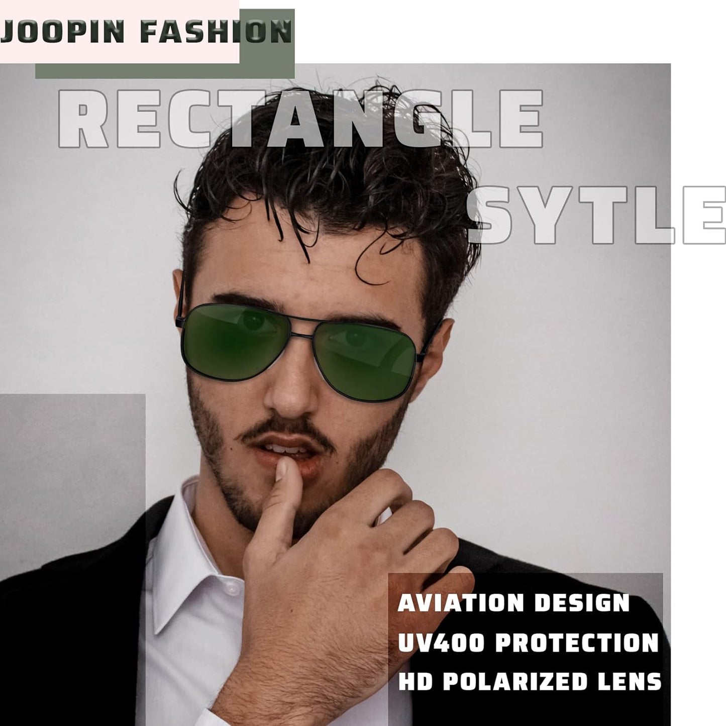 Joopin Rectangular Sunglasses for Men, Al-Mg Metal Frame Military Men Sun Glasses Driving UV Protection