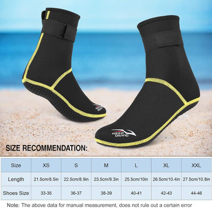 YUSEI Diving Socks 3mm Neoprene Beach Water Socks Thermal Wetsuit Boots Anti Slip Diving Socks for Rafting Snorkeling Sailing Swimming