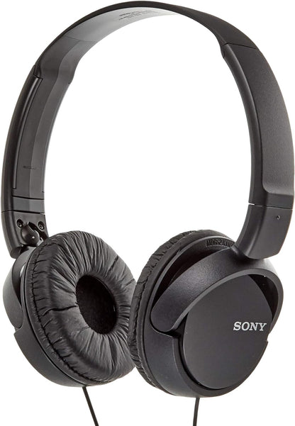 Sony MDR ZX110AP Wired On Ear Headphones with tangle free cable, 3.5mm Mini-jack pin, Headset with Mic for Phone Calls, Black, MDRZX110AP/B