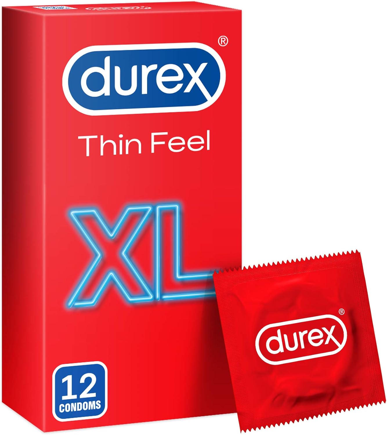 Durex Thin Feel XL Lubricated Condoms For Men - 12 Pieces