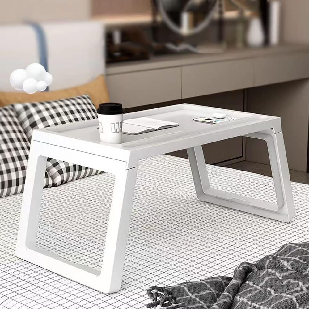 Foldable Laptop Desk Laptop Table with Tablet and Cell Phone Card Slot for Bed Sofa Working Reading Studing Eating Small Portable Lap Desk (White)