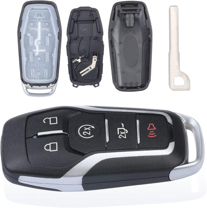 Keymall Remote Key Fob Case Shell Cover for Ford Edge/Explorer/Fusion/Mustang for Lincoln MKC/MKX(FCC ID:M3N-A2C31243300 P/N:164-R8108) 4 Buttons,Just A Key Shell