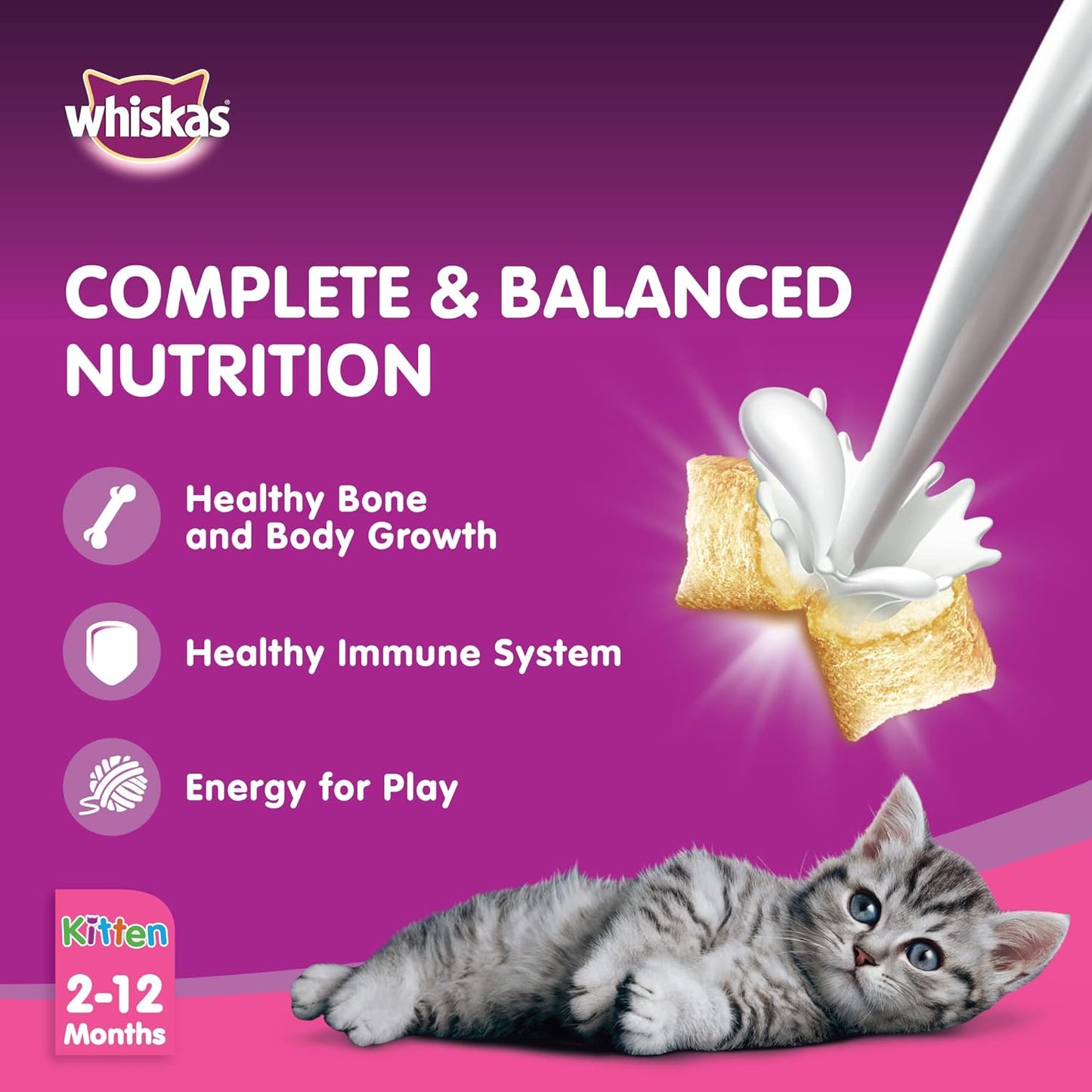 Whiskas Ocean Fish Dry Food, for Adult Cats 1+ Years, Formulated to Help Cats Maintain a Healthy Digestive Tract and Sustain a Healthy Weight, Complete Nutrition & Great Taste, Case of 15x480g