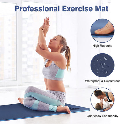 MahMir Yoga Mat Anti-Slip Exercise Mat with Carrying Bag Fitness Mat for Pilates 183CM*61CM*6MM Thickness for Woman Man Beginners