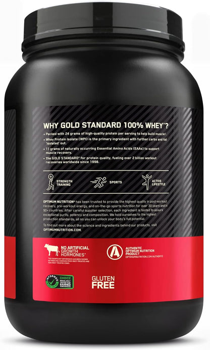 Optimum Nutrition (ON) Gold Standard 100% Whey Protein Powder Primary Source Isolate, 24 Grams of Protein for Muscle Support and Recovery - Vanilla Ice Cream, 2 Lbs, 29 Servings (899 Grams)