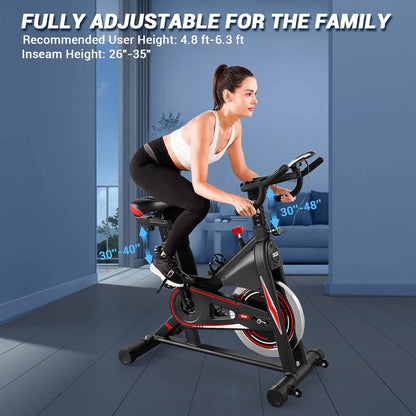 Exercise Bike, DMASUN Indoor Cycling Bike Stationary, Comfortable Seat Cushion, Multi - grips Handlebar, Heavy Flywheel Upgraded Version