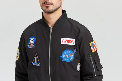 FROIBHATG Casual jackets, Men Biker Bomber Jacket, NASA MA-1 Military Flight Jacket Light Air Force Moto Street Coat