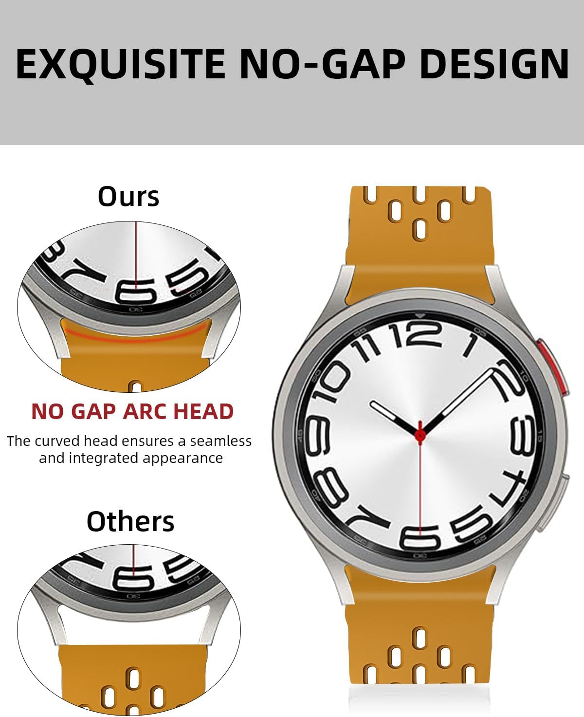 MAKCPOIMER No Gap Watch Band for Samsung Galaxy Watch 6 40mm 44mm/Watch 6 Classic 43mm 47mm/Watch 5 Pro 45mm/Watch 4 Classic 42mm 46mm/Watch 5/4 40mm 44mm, 20mm Breathable Silicone Sport Bands