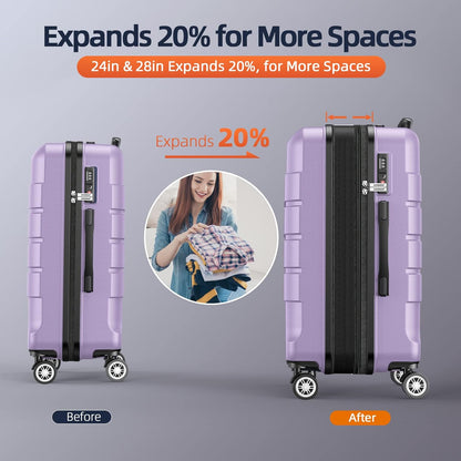 SHOWKOO Luggage Sets Expandable PC+ABS Durable Suitcase Double Wheels TSA Lock 3pcs