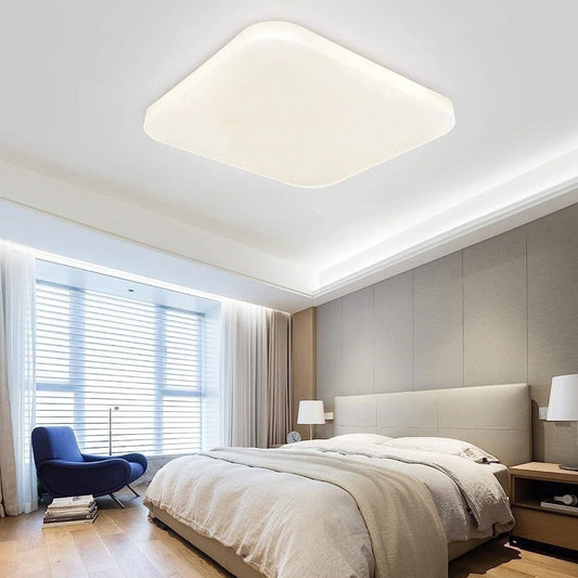 HUA QIANG WANG 3-Color Square LED Ceiling Light Fixture Modern Simple Full White Flush Mount Ceiling Lamp for Bedroom,Living Room,Dining Room