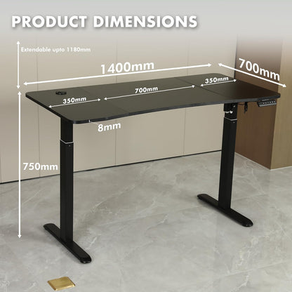 White Mulberry Manual Height Adjustable Sit-Stand Desk | Ergonomic Spacious Sit - Stand Table | Manual Height Adjustable Lever | Use in office, workstation or home | Black | 120 * 60*H(75-118) cm