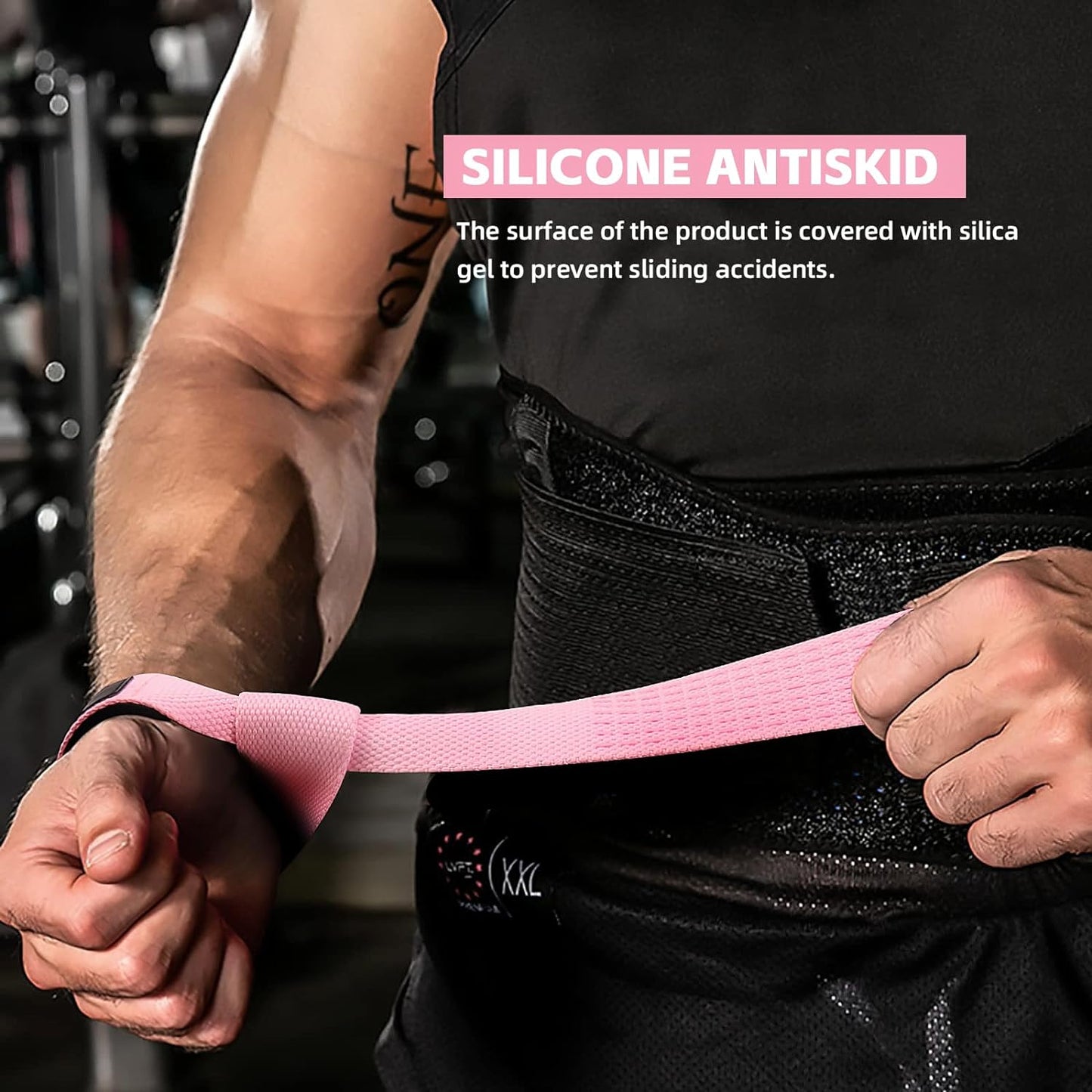 Lifting Straps Deadlift Gym Wrist Straps Weightlifting with Neoprene Cushioned Wrist Padded and Anti-Skid Silicone - for Weightlifting, Bodybuilding, Xfit, Strength Training