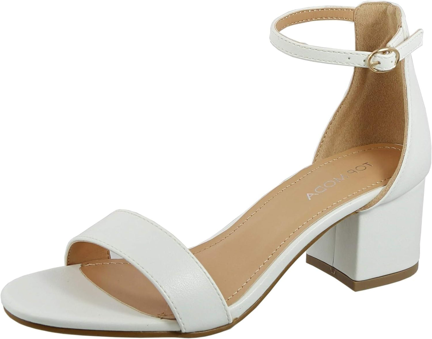 Over the Toe Strap Ankle Wrap Strap Heel Open Toe Block 2' Heel