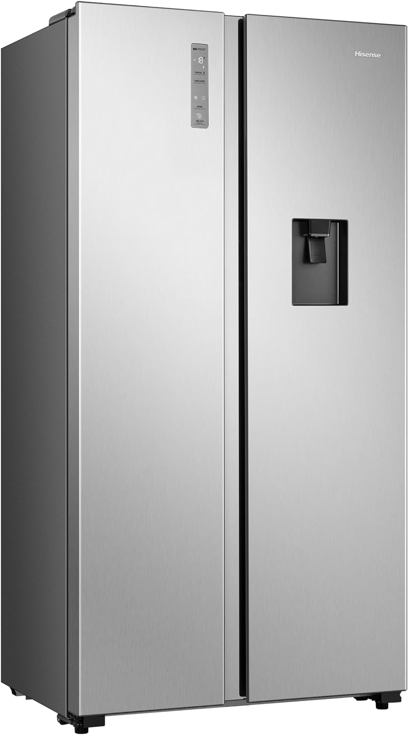 Hisense RS670N4WSU1 Side by Side Refrigerator with Water Dispenser, Inverter Compressor, No Frost Technology, Silver, 1 Year Warranty