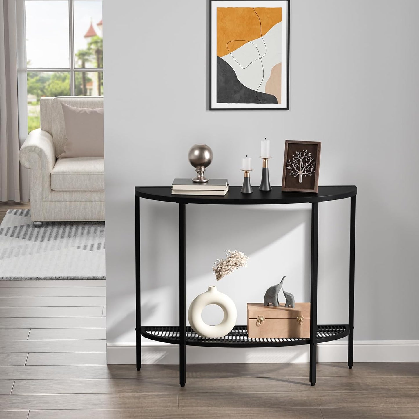 SAYGOER Black Half Moon Console Tables