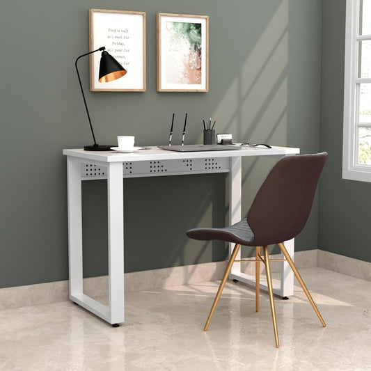 RIGID Modern Computer Desk,Sturdy Office Desk Large Writing Study Table for Home Office Computer Desk with Extra Strong Legs (Table top White & White Legs)