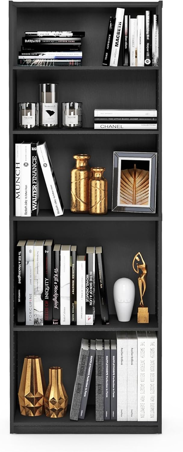 Furinno JAYA Simply Home 5-Shelf Bookcase, Black, one size