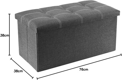 VF UAE Official Store Foldable Storage Ottoman Bench, Footrest Shoe Bench with 80L Storage Space nd of Bed Storage Seat (Gray)